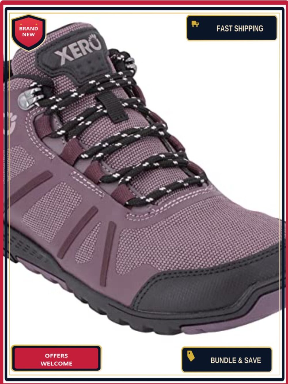 Women's Barefoot Hiking Boots Waterproof Lace-Up Ankle Boot Outdoor Trail